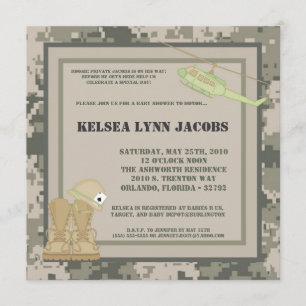 5x7 Baby Shower Einladung ARMY Camo ACU Druck