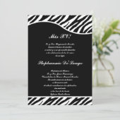 5x7 Black and White Zebra Quinceanera Party Einladung (Stehend Vorderseite)