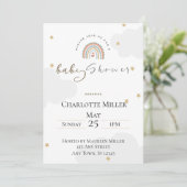 5x7 Boho Rainbow Baby Shower Invitation Einladung (Stehend Vorderseite)