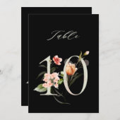 5x7 Botanical Floral Number 10, Black Table Number Einladung (Vorne/Hinten)