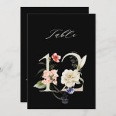 5x7 Botanical Floral Number 12, Black Table Number Einladung (Vorne/Hinten)