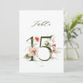 5x7 Botanical Floral Number 15, Table Number Einladung (Stehend Vorderseite)