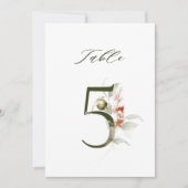 5x7 Botanical Floral Number 5, Table Number Einladung (Vorderseite)