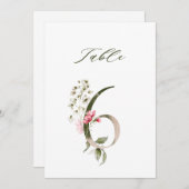 5x7 Botanische Blumen Tischzahl 6 Einladung (Vorne/Hinten)
