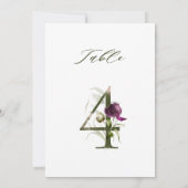 5x7 Botanische Blumenzahl 4, Tischzahl Einladung (Rückseite)