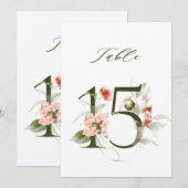 5x7 Botanische Blumige Nummer 15, Tischnummer (Vorne/Hinten)