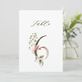 5x7 Botanische Blumige Nummer 6, Tischnummer (Stehend Vorderseite)