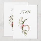 5x7 Botanische Blumige Nummer 6, Tischnummer (Vorne/Hinten)