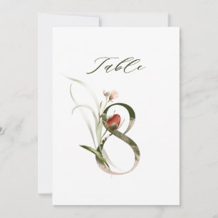 5x7 Botanische Blumige Nummer 8, Tischkarte Einladung