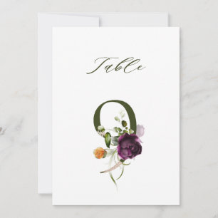 5x7 Botanische Blumige Nummer 9, Tischkarte Einladung