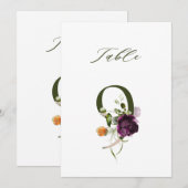 5x7 Botanische Blumige Nummer 9, Tischnummer (Vorne/Hinten)