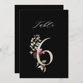 5x7 Botanische Blumige Tischkarte Nummer 6, Schwar Einladung (Vorne/Hinten)