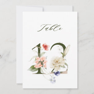 5x7 Botanische Blumige Zahl 12, Tischkarte Einladung