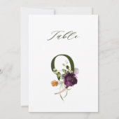 5x7 Botanische Blumige Zahl 9, Tischkarte Einladung (Rückseite)