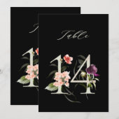 5x7 Botanische Florale Nummer 14, Schwarze Tischnu Einladung (Vorne/Hinten)