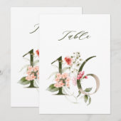 5x7 Botanische Florale Nummer 16, Tischnummer (Vorne/Hinten)