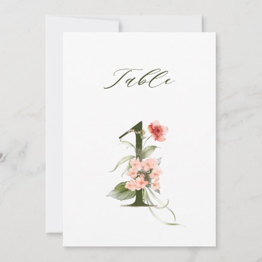 5x7 Botanische Florale Nummer 1, Tischnummer  (Vorderseite)
