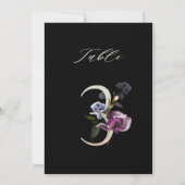 5x7 Botanische Florale Nummer 3, Schwarze Tischnum Einladung (Rückseite)