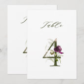 5x7 Botanische Florale Nummer 4, Tischenummer Einladung (Vorne/Hinten)