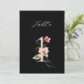 5x7 Botanische Florale Tischkarte Nummer 1, Schwar Einladung (Stehend Vorderseite)