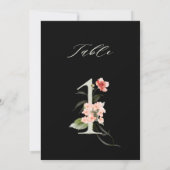 5x7 Botanische Florale Tischkarte Nummer 1, Schwar Einladung (Rückseite)