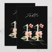 5x7 Botanische Florale Zahl 11, Schwarze Tischnumm Einladung (Vorne/Hinten)