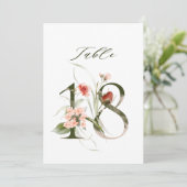5x7 Botanische Florale Zahl 18, Tischzahl Einladung (Stehend Vorderseite)