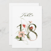 5x7 Botanische Florale Zahl 18, Tischzahl Einladung (Vorne/Hinten)