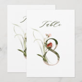 5x7 Botanische Florale Zahl 8, Tischenummer Einladung (Vorne/Hinten)