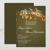 5x7 Braune Herbst-Doppel-Fahrrad-Hochzeitseinladun Einladung (Vorne/Hinten)