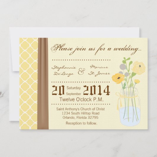 5x7 Country Mason Jar Flowers Wedding Invitation Einladung (Vorderseite)