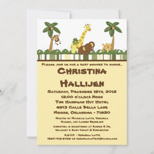 5x7 Einladung zur Jungle Babies Baby Shower Feier