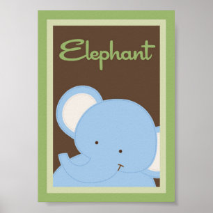 5x7 "Elefant" Dschungel Safari Babybett Wandbild Poster