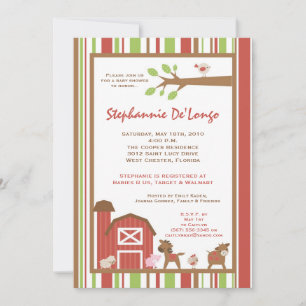 5x7 Farm RedBarn Kuh Tier Baby Shower Einladung