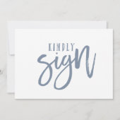 5X7 Gästebuchschild | Brush Script (Staubblau) (Vorderseite)