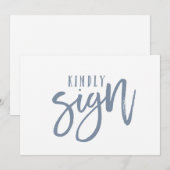 5X7 Gästebuchschild | Brush Script (Staubblau) (Vorne/Hinten)