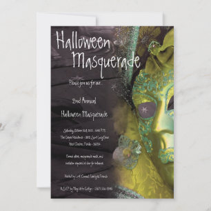 5x7 Gelbe Maskenball Halloween-Kostüm-Einladung Einladung