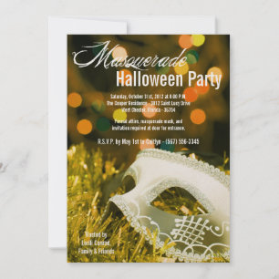 5x7 Gelbe Maskenbild Halloween-Kostümeinladung Einladung