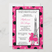5x7 Girl Pink Poodle Paris Baby Shower Invitation Einladung (Vorderseite)