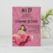 5x7 Glamour Girl Quinceanera Birthday Einladung (Stehend Vorderseite)
