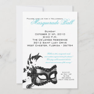 5x7 Halloween-Maskenball-Einladung Maske Einladung