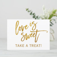 5X7 Hochzeits-Candy-Bar- / Buffet-Schild | Goldfol