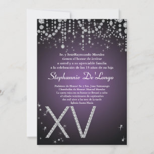 5x7 Lila Diamant Quinceanera Geburtstagseinladung Einladung