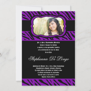 5x7 Lila Zebradruck-Quinceanera-Einladung Einladung