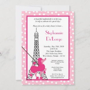5x7 Mädchen Rosa Pudel Paris Baby Shower Einladung