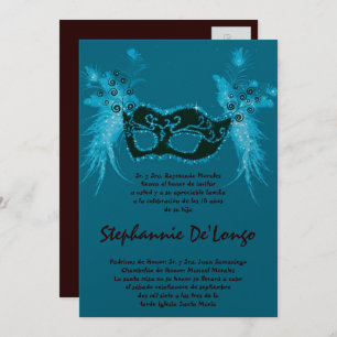 5x7 Masquerade Quinceanera Birthday Invitation Einladung