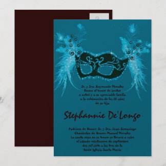 5x7 Masquerade Quinceanera Birthday Invitation Einladung