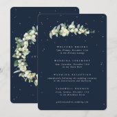 5x7 Navy-Schneebeere+Eukalyptus Hochzeitsprogramm (Vorne/Hinten)