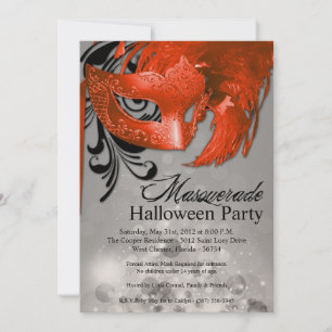 5x7 Orange Maskenbild Halloween-Einladung Einladung