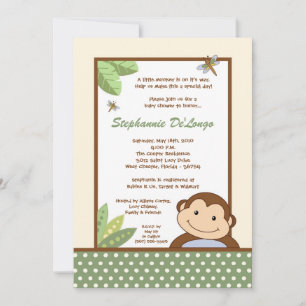 5x7 Papagayo Monkey Safari Baby Shower Einladung